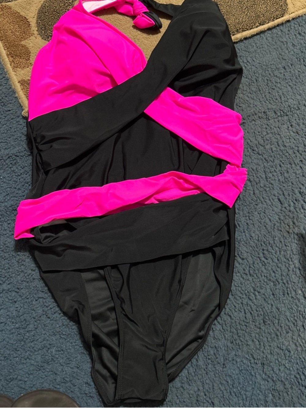 Black & Hot Pink One-Piece Swimsuit